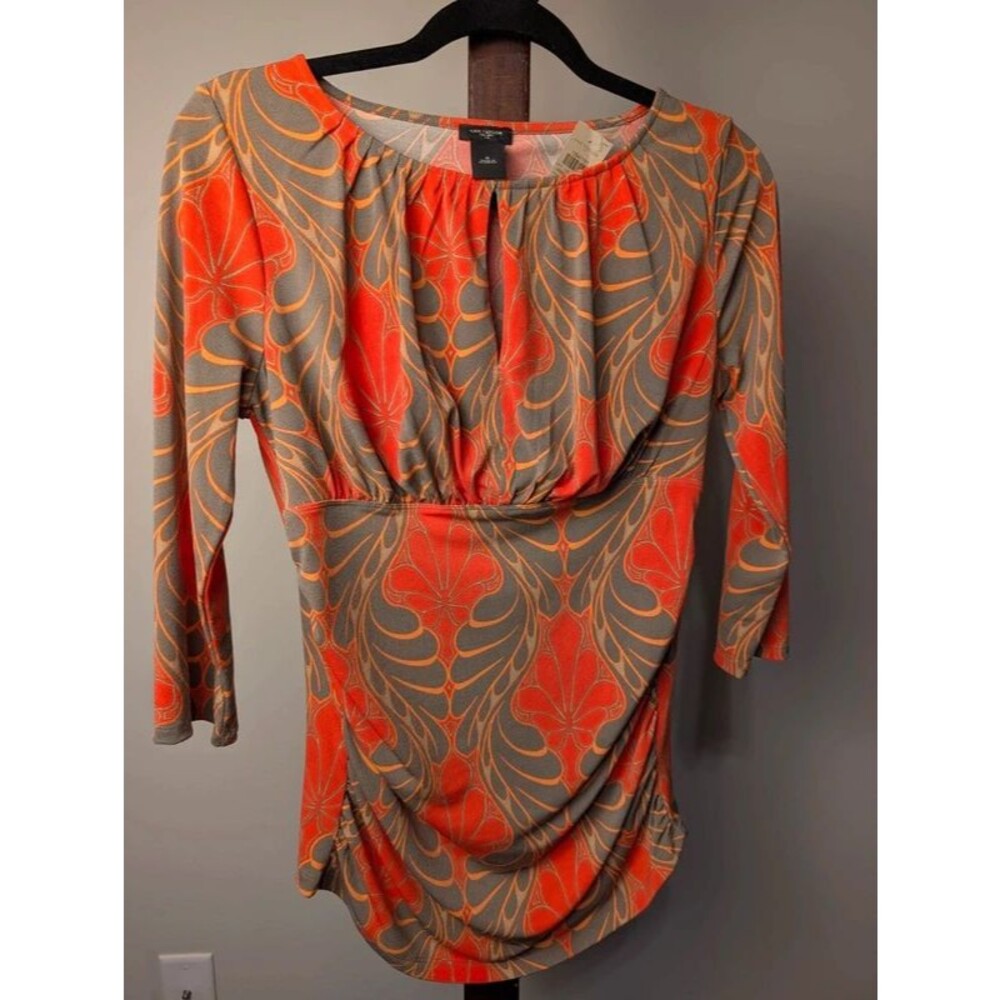 Ann Taylor NWT Abstract Floral Surplice Blouse M - Picture 2 of 8
